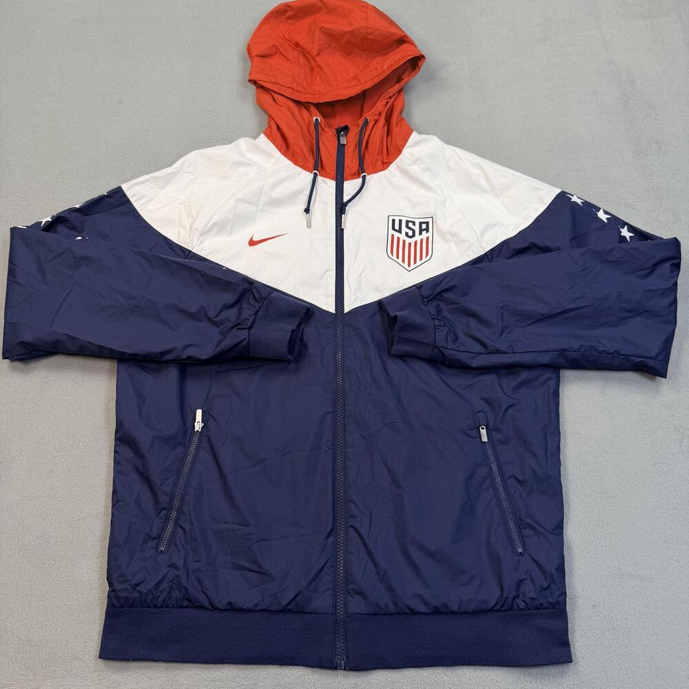 USA Soccer Jacket Mens Medium Red White Blue Full Zip Nike National Team USMNT